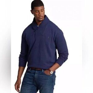Polo Ralph Lauren Men's Big & Tall Luxury Jersey Shawl-Collar Pullover Navy 2XLT